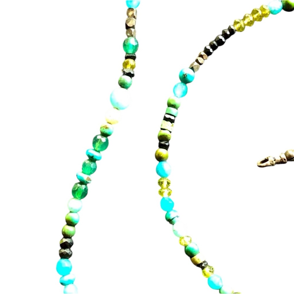 Turquoise Precious beaded necklace peridot black onyx necklace blue agate .925 - Picture 5 of 16